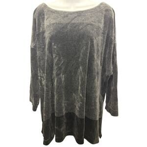 Talbots Sweater Womens Plus Size 3X Black Striped Velvet Velour boat Neck Cozy